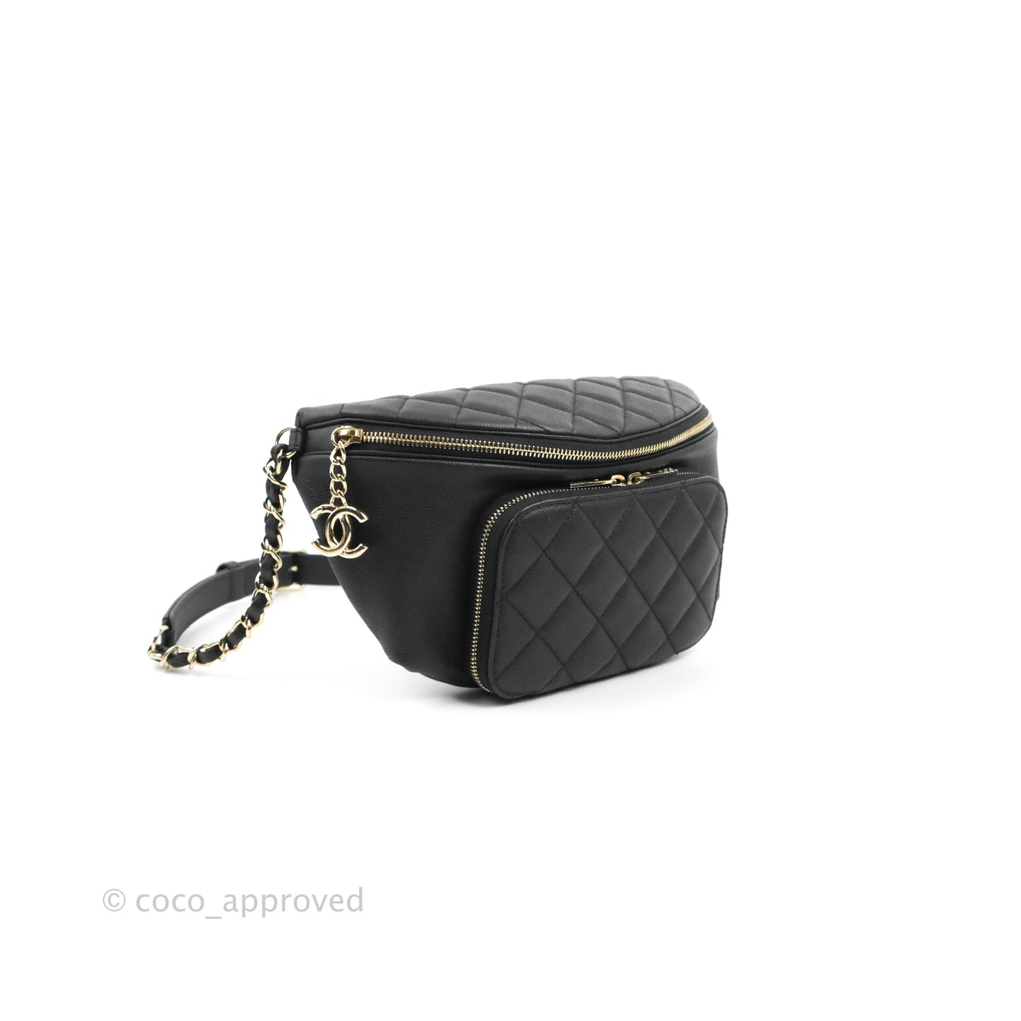 Chanel Quilted Business Affinity Waist Belt Bag Black Caviar Gold Hardware