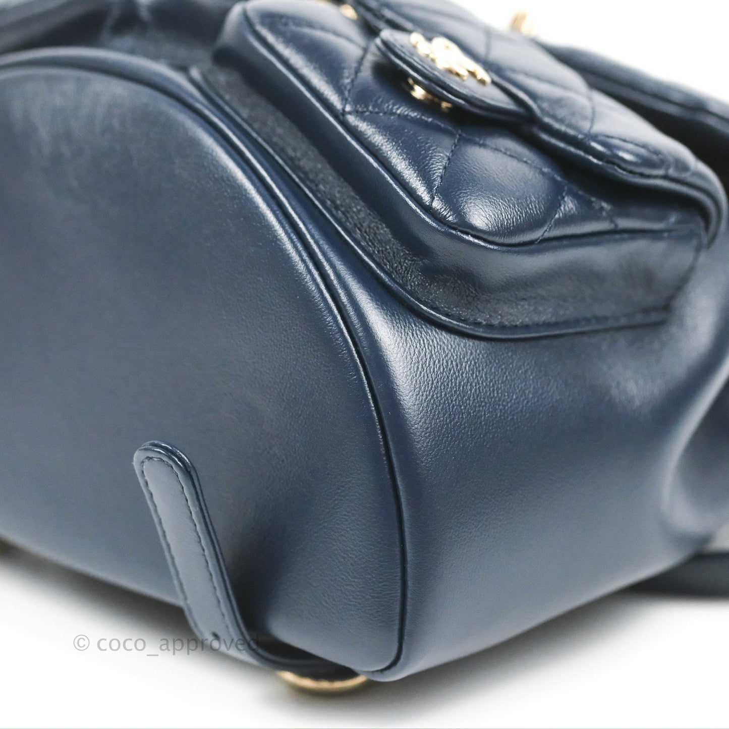 Chanel Duma Backpack Medium Navy Calfskin Gold Hardware 23P