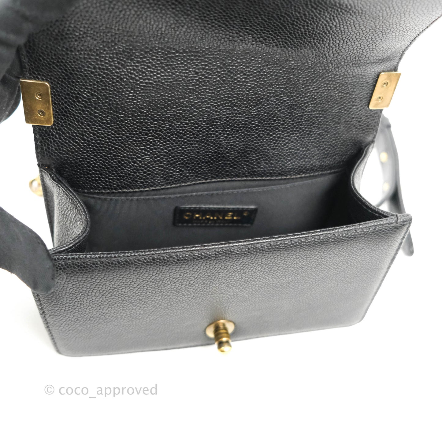 Chanel Quilted Small Boy Black Caviar Aged Gold Hardware