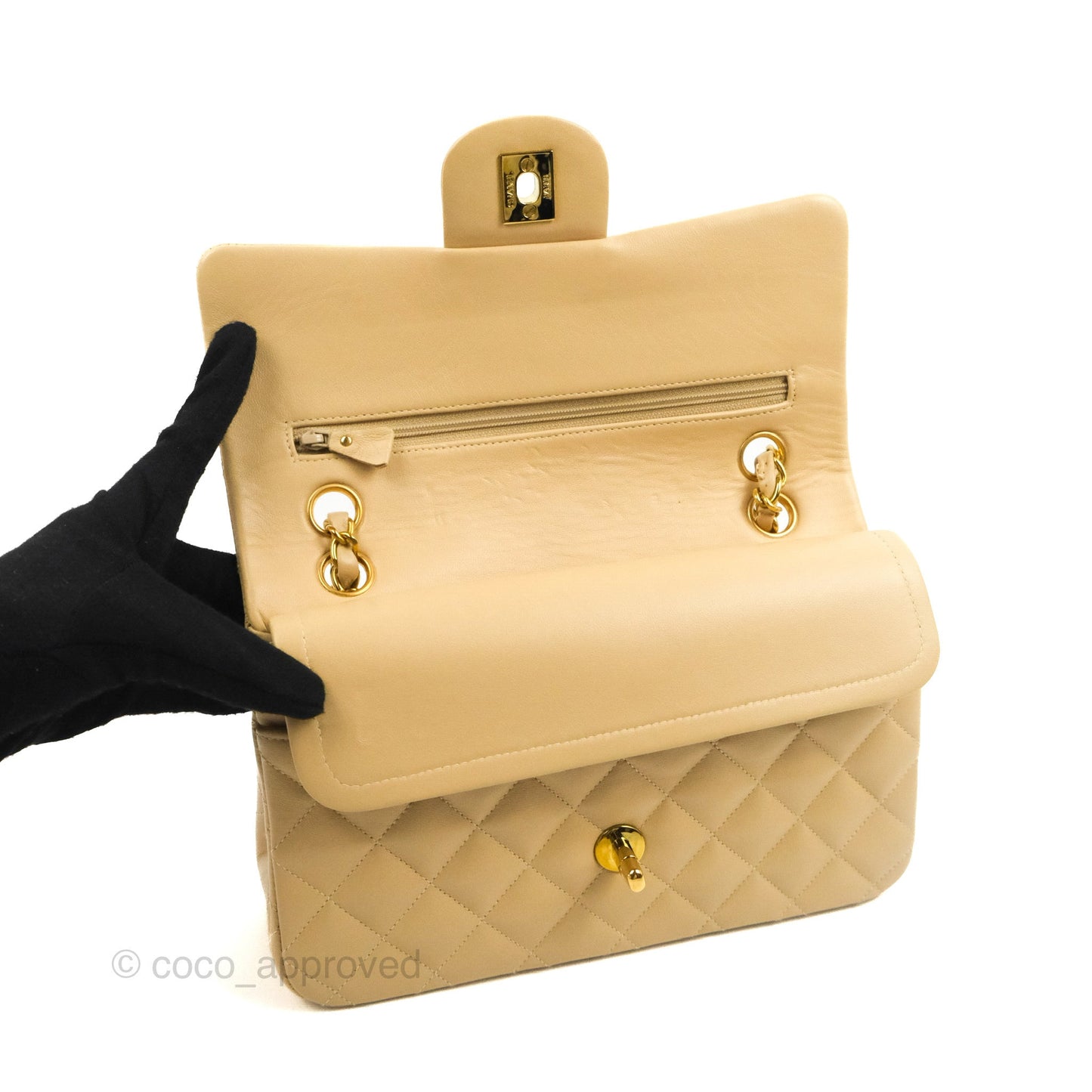 Chanel Classic Vintage Small Flap Beige Lambskin 24K Gold Hardware