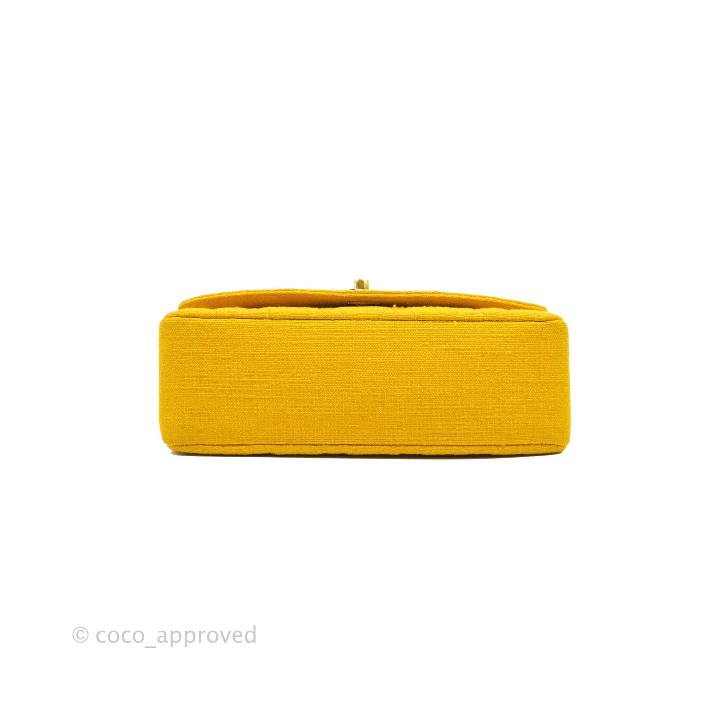 Chanel Vintage Small Classic Diana Flap Bag Yellow Linen Fabric 24K Gold Hardware