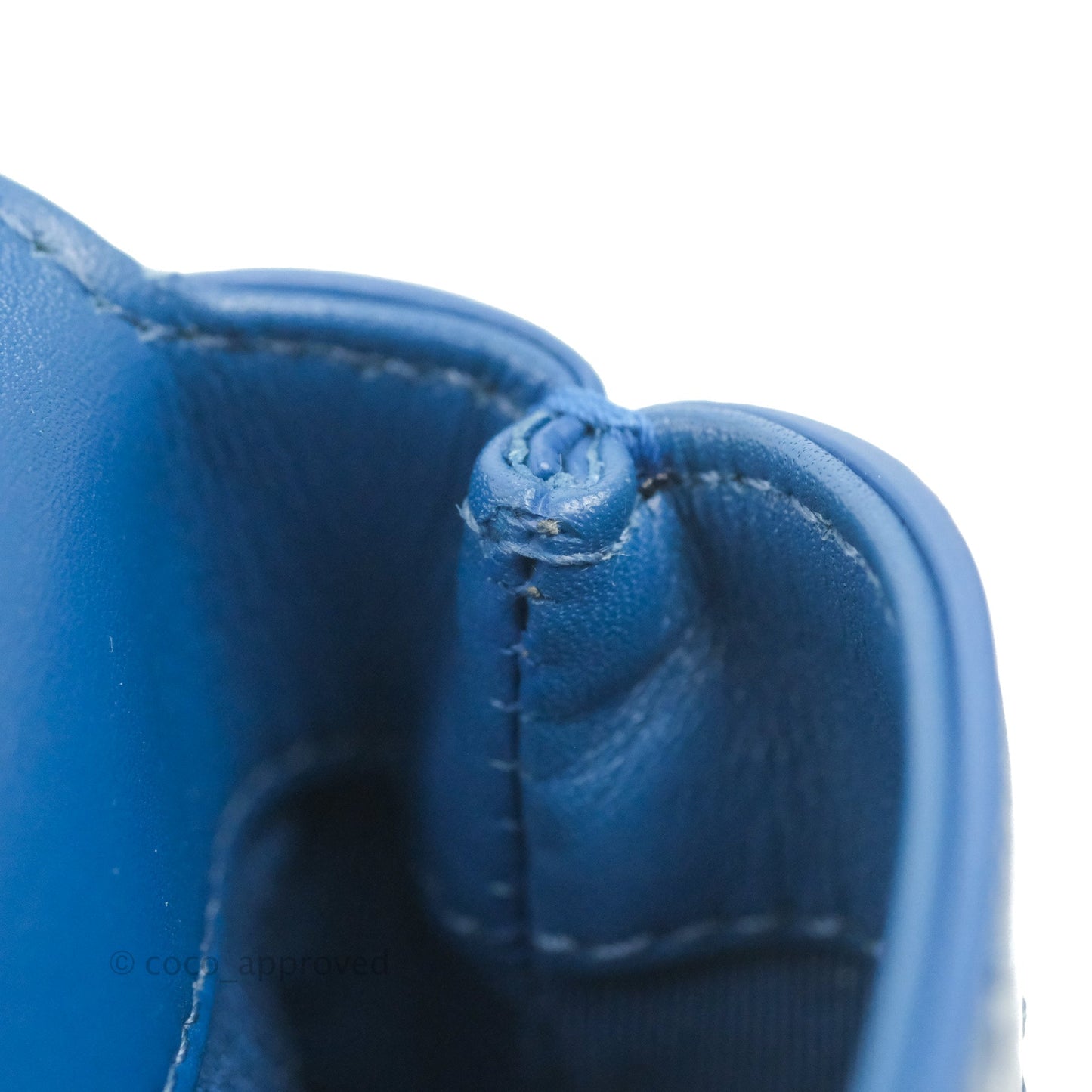 Chanel Blue Quilted Leather Small Frame In Flap Bag