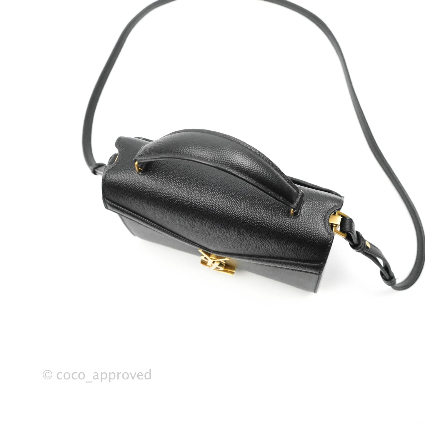 Saint Lauren Cassandra Mini Top Handle Bag Black Grained Calfskin
