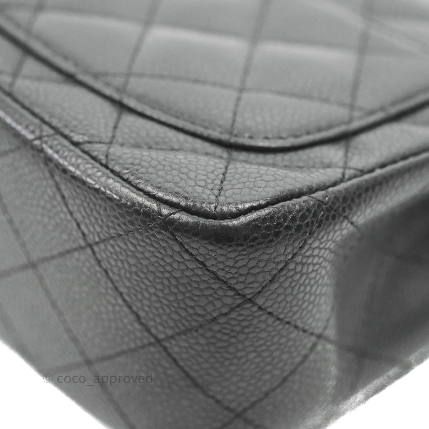 Chanel Quilted Mini Square Flap Bag Pearly Black Caviar Matte Gold Hardware