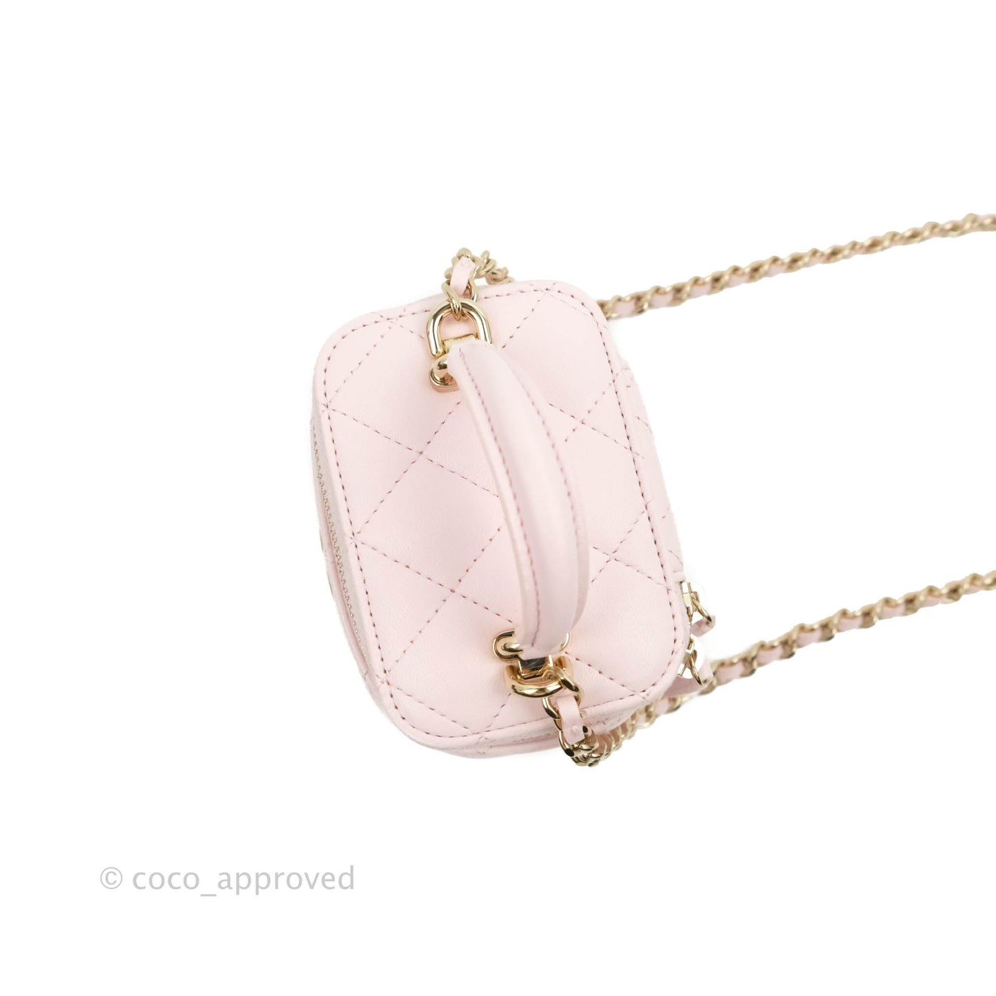 Chanel Mini Top Handle Vanity With Chain Light Pink Lambskin Gold Hardware