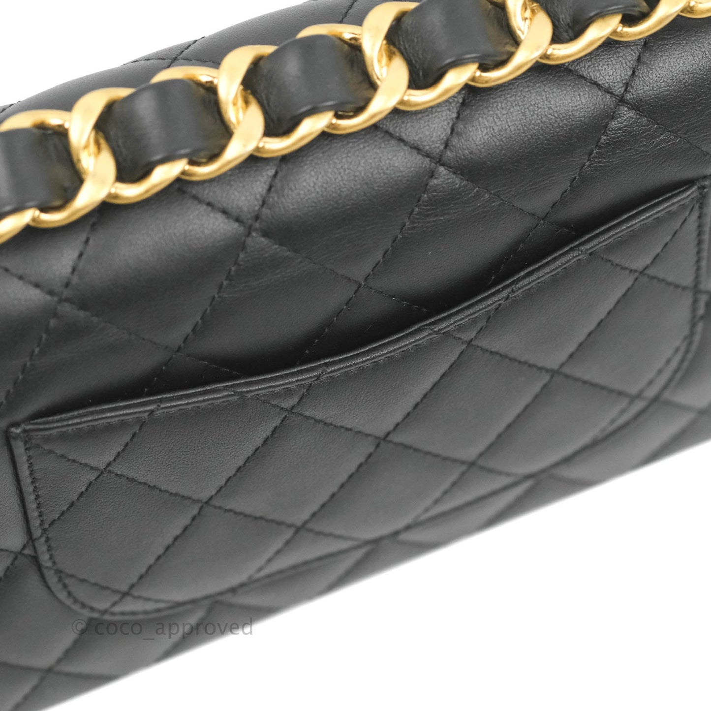 Chanel Small Chain Bar Flap Bag Black Calfskin Aged Gold Hardware