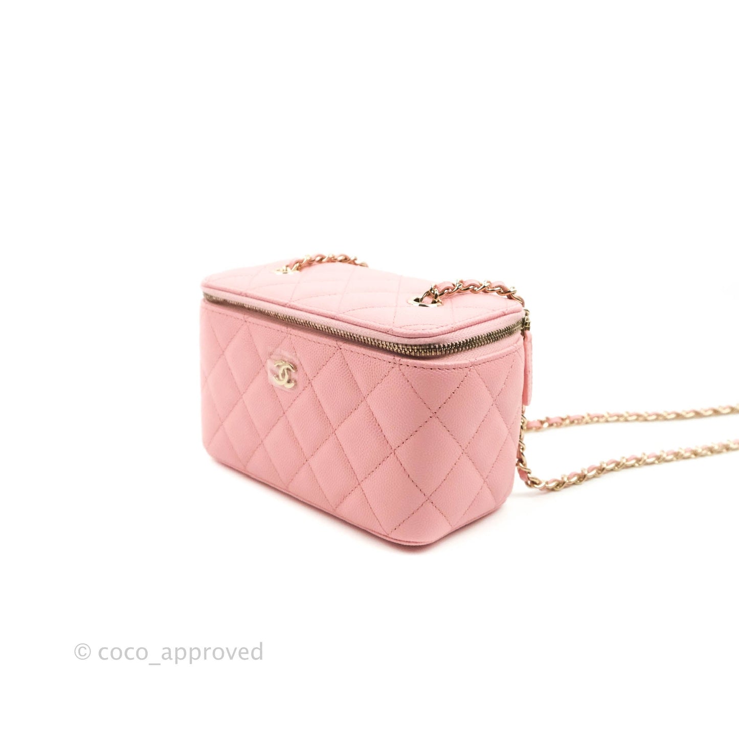 Chanel Classic Vanity With Chain Pink Caviar Gold Hardware