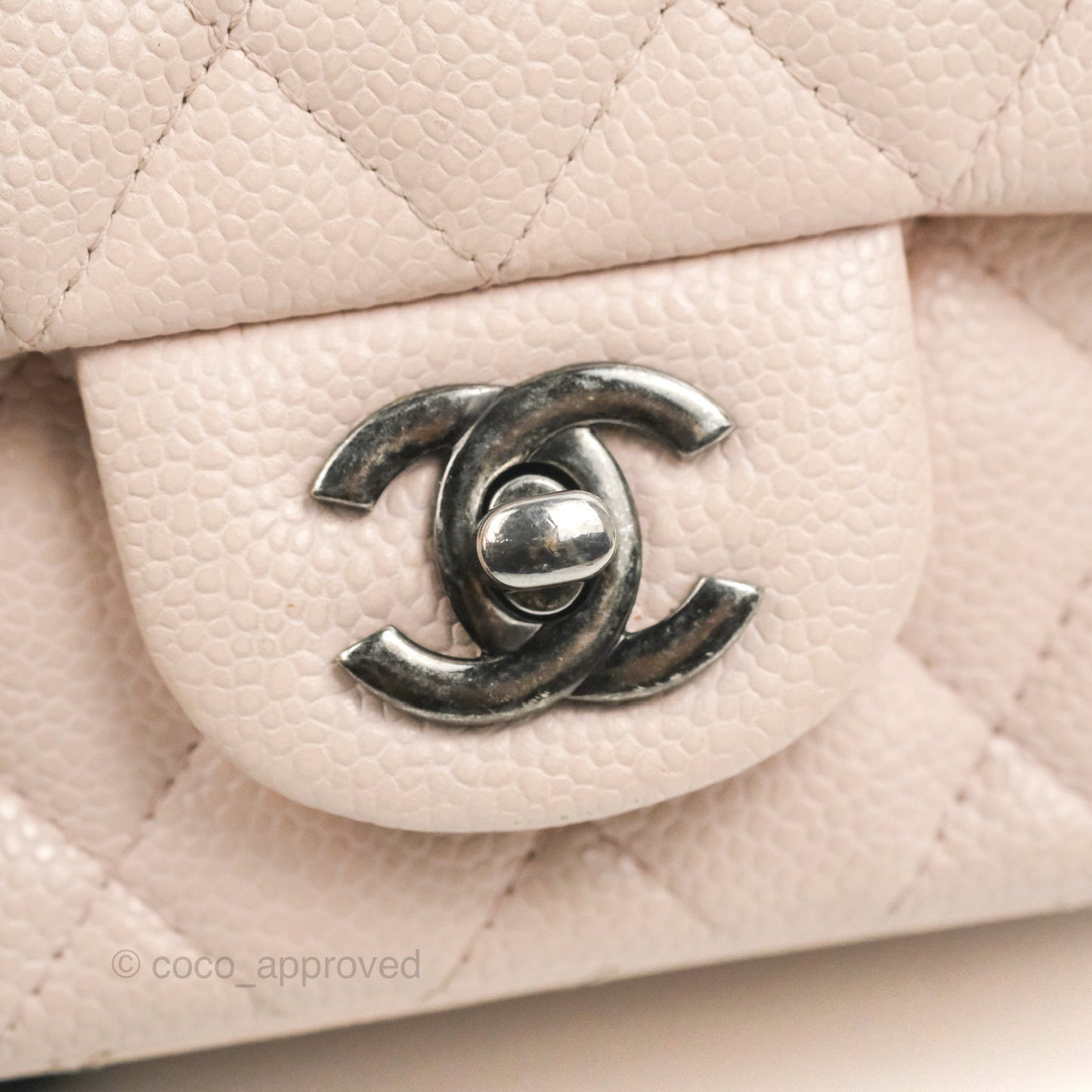 Chanel Quilted Mini Square Sakura Pink Caviar Ruthenium Hardware