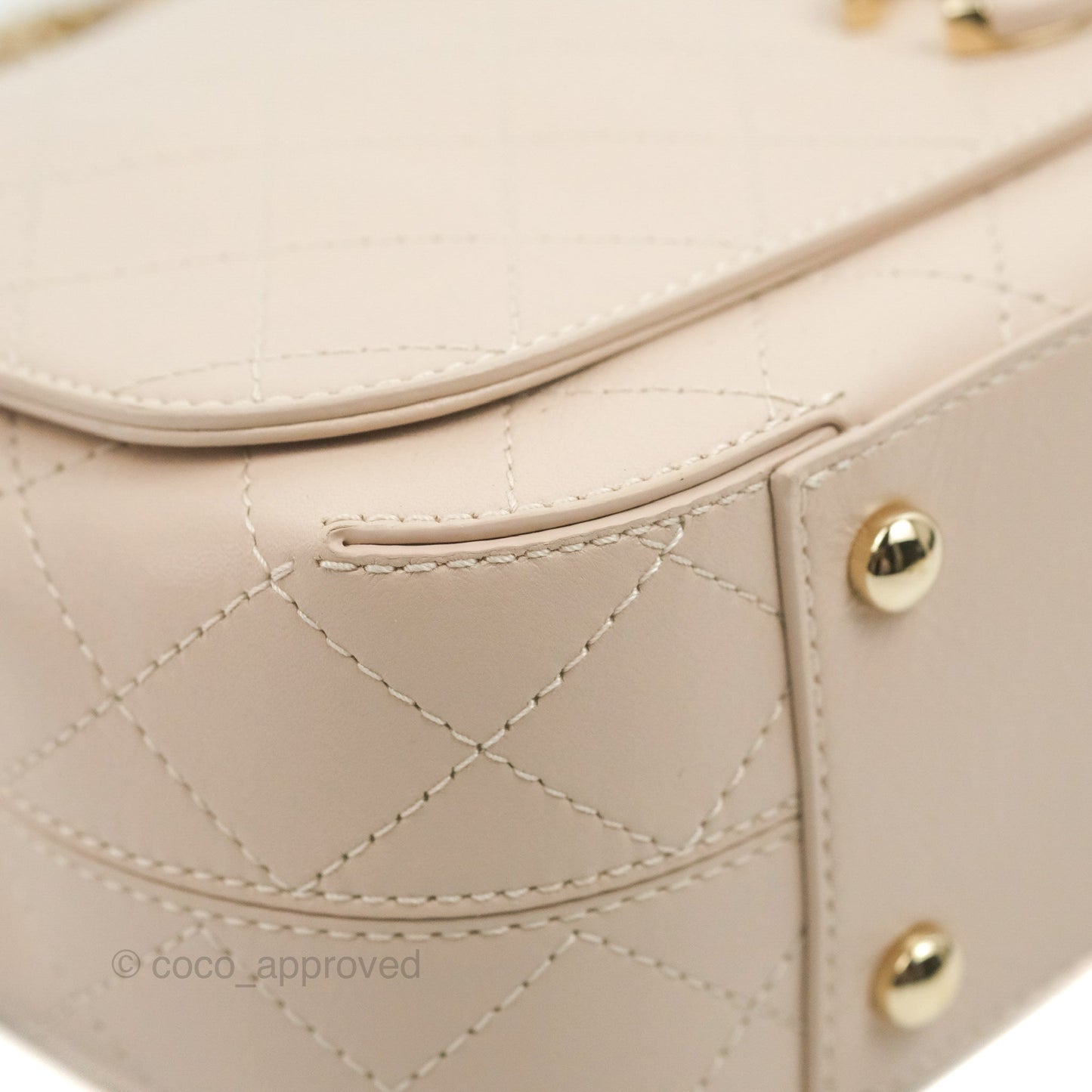 Chanel Flat Quilted Flap Bag Light Beige Calfskin Gold Hardware