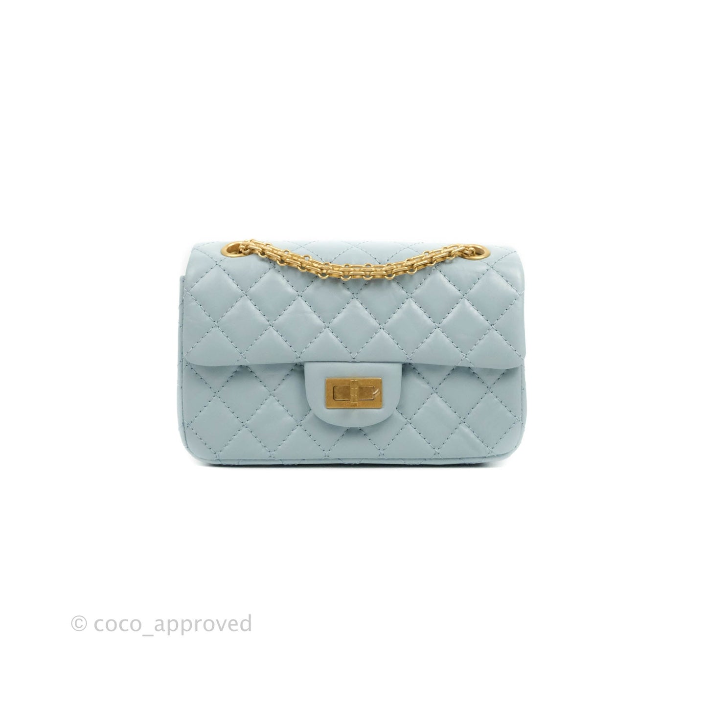 Chanel Mini Reissue 224 Light Blue Aged Calfskin Aged Gold Hardware