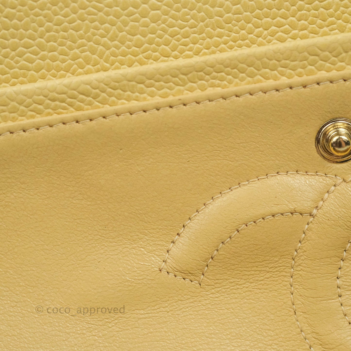 Chanel Vintage Classic M/L Medium Double Flap Bag Beige Caviar 24K Gold Hardware