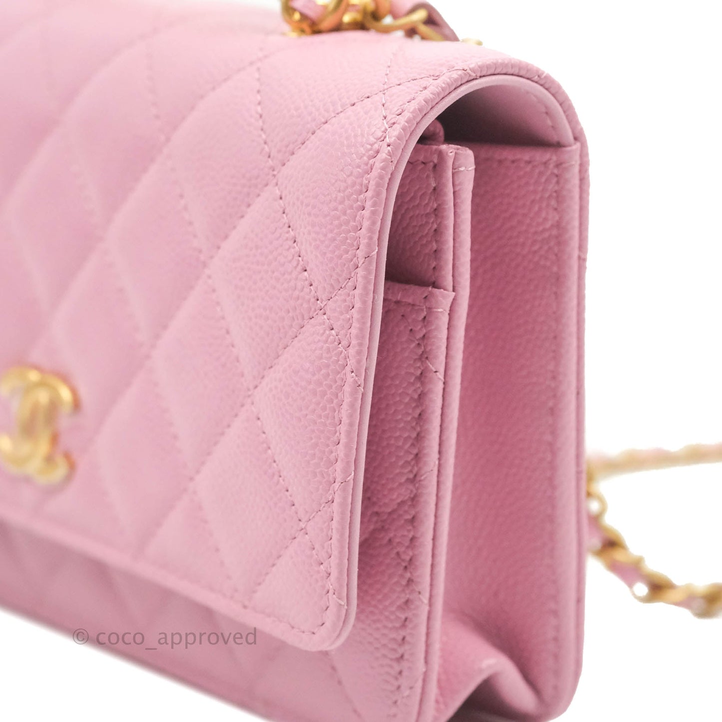 Chanel Top Handle Wallet On Chain WOC Pink Caviar Gold Hardware 22S