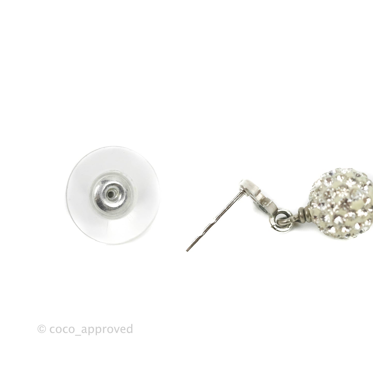 Chanel Crystal CC Drop Earrings Silver Hardware 11P