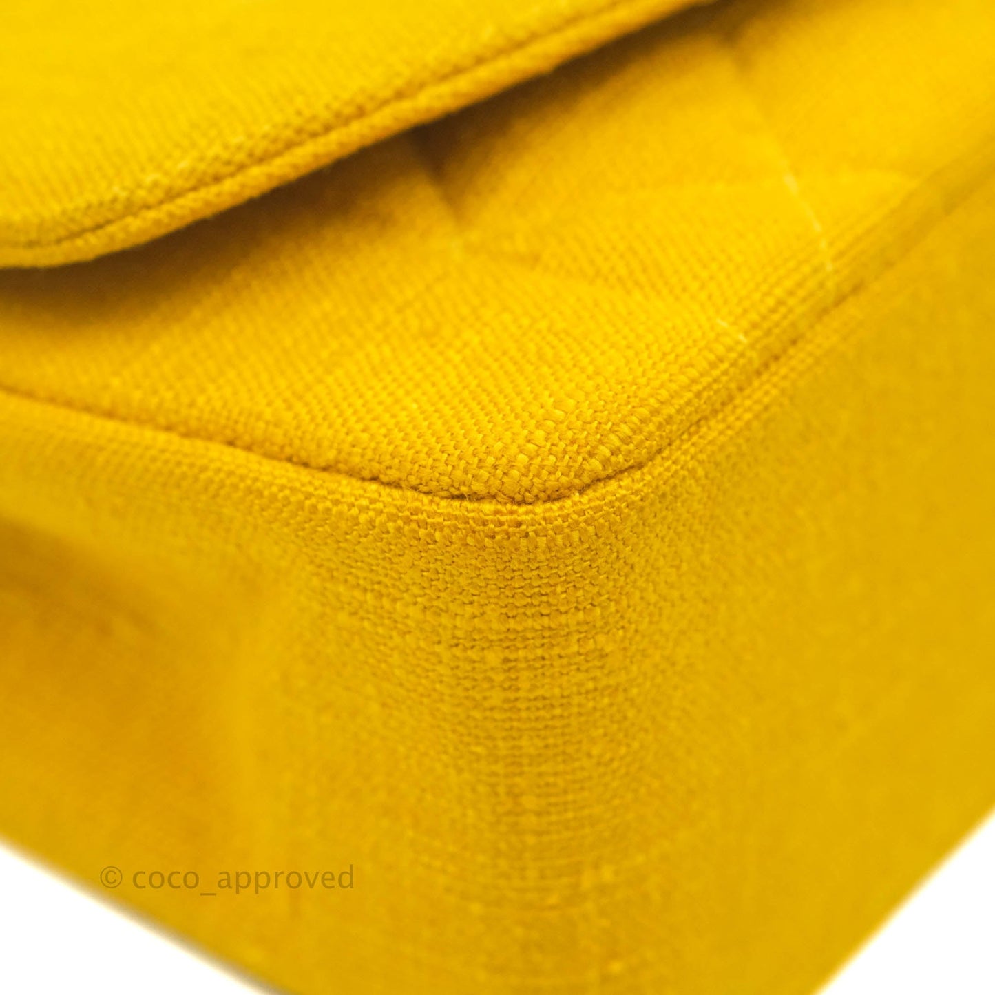 Chanel Vintage Small Classic Diana Flap Bag Yellow Linen Fabric 24K Gold Hardware