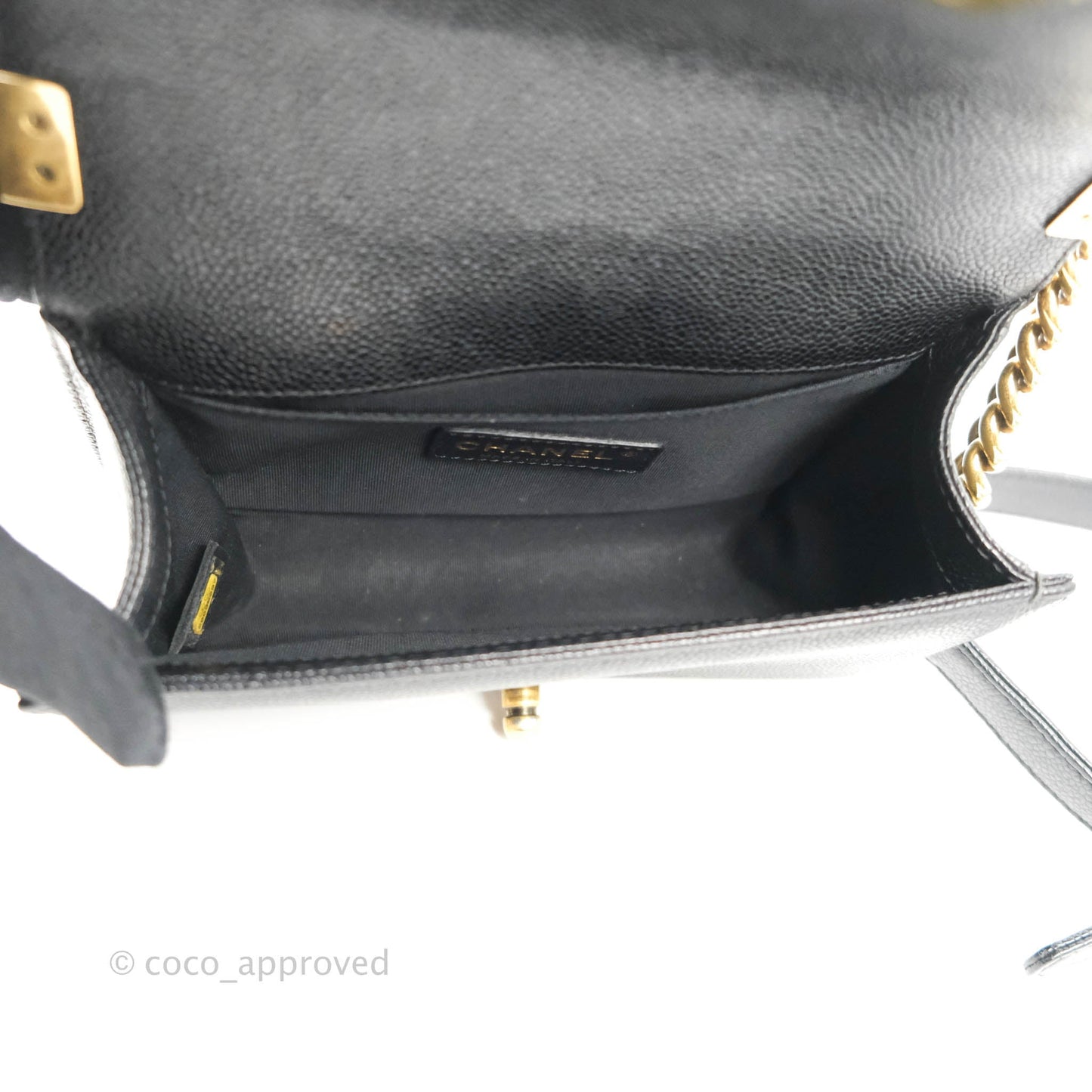 Chanel Quilted Small Boy Black Caviar Aged Gold Hardware