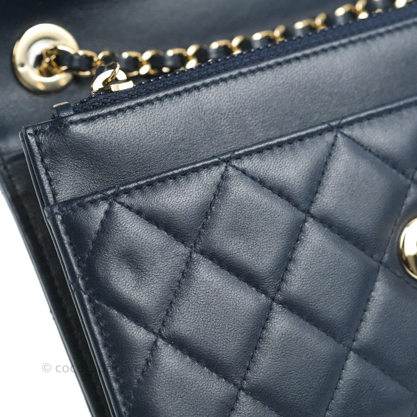 Chanel Trendy CC WOC Wallet On Chain Navy Lambskin Gold Hardware