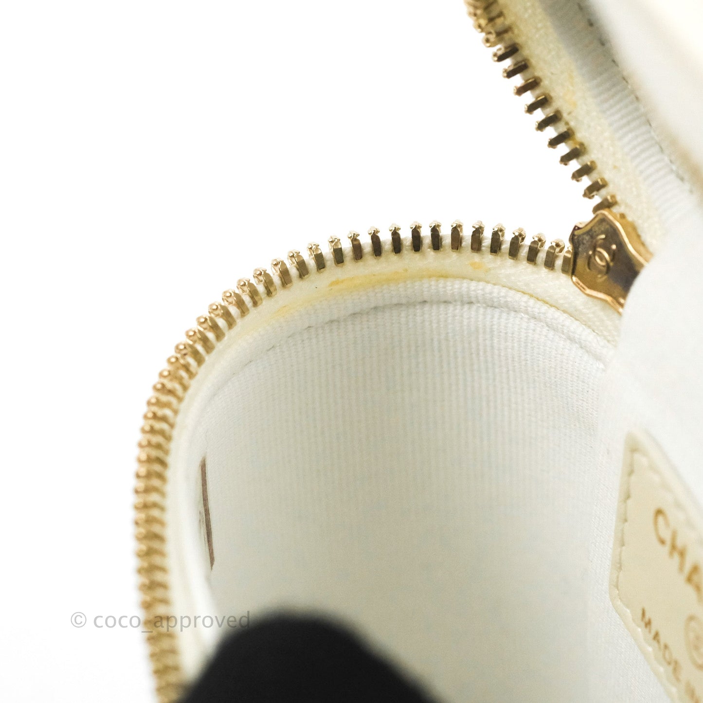 Chanel Quilted Small Handle With Care Vanity Case With Chain Ivory Caviar Gold Hardware