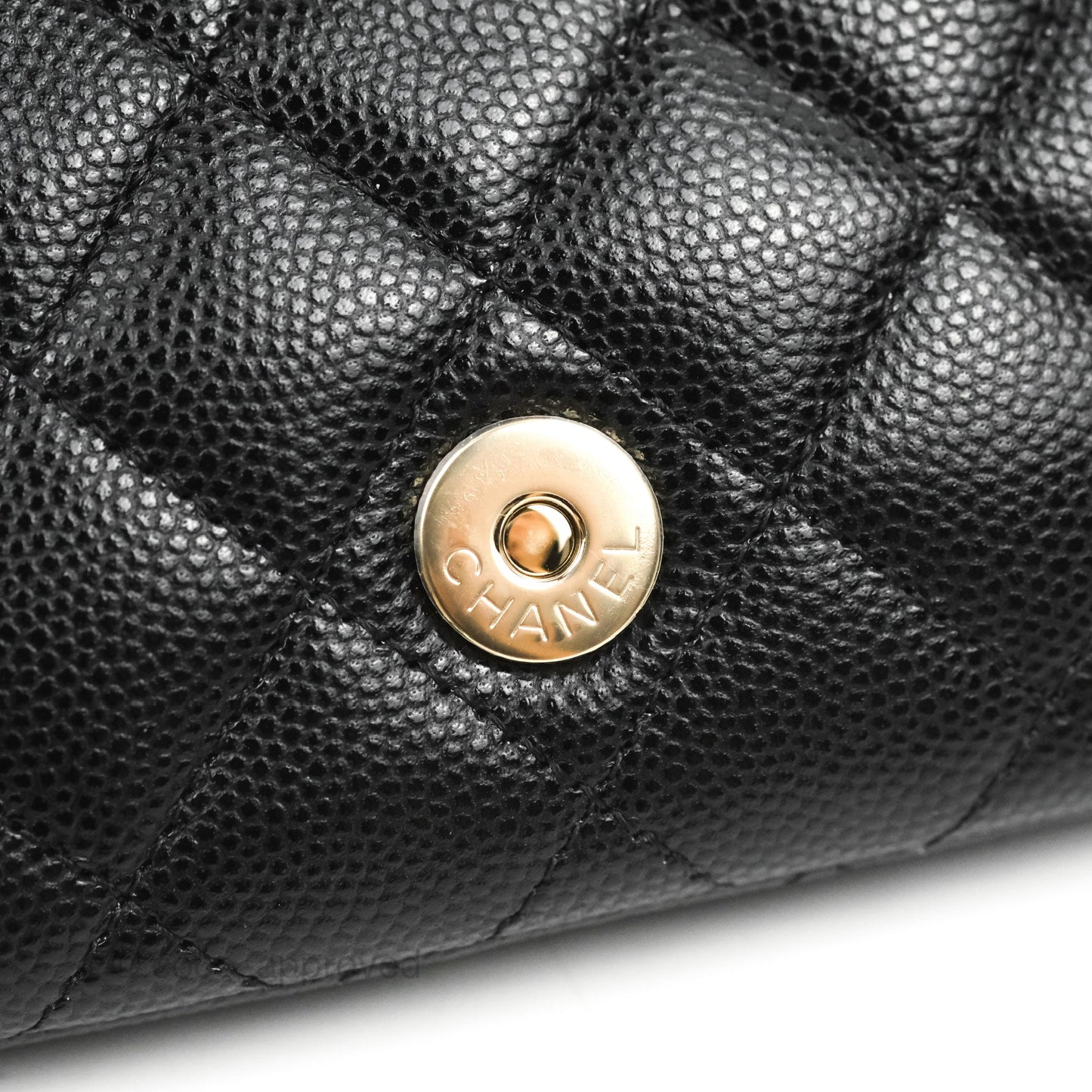 Chanel Quilted Case With Chain Black Caviar Gold Hardware