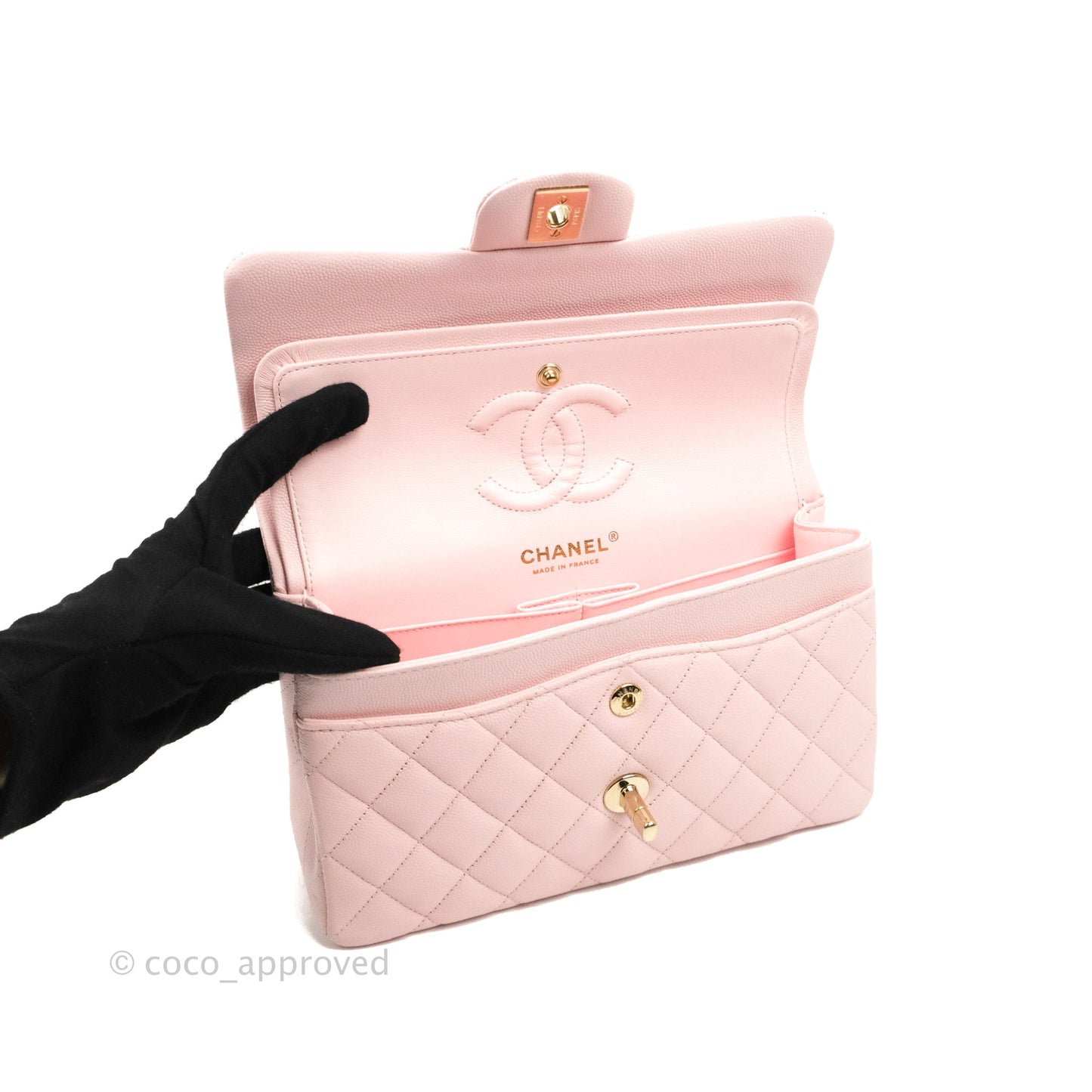Chanel Classic Small S/M Flap Pink Caviar Gold Hardware 22S