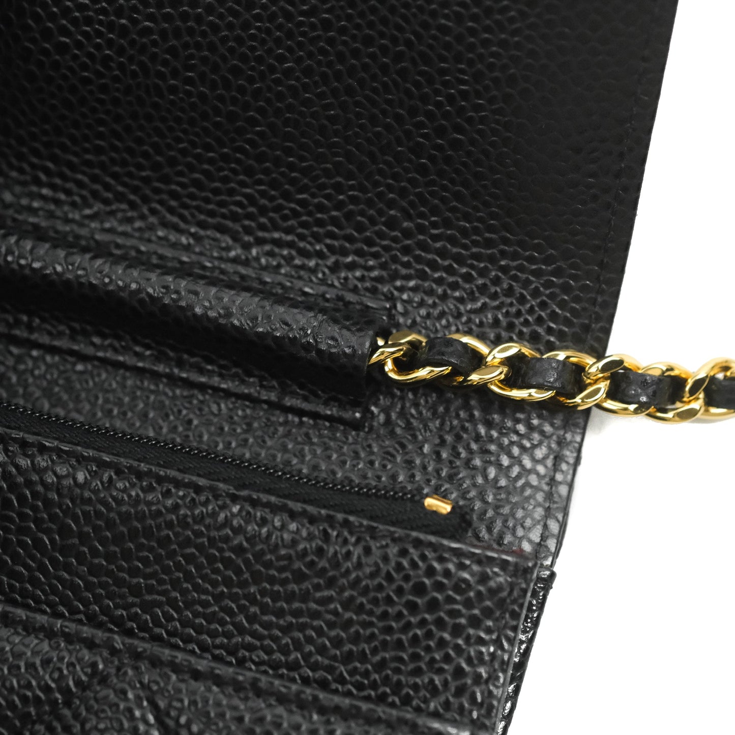 Chanel Quilted CC Chain Wallet on Chain WOC Black Caviar Gold Hardware