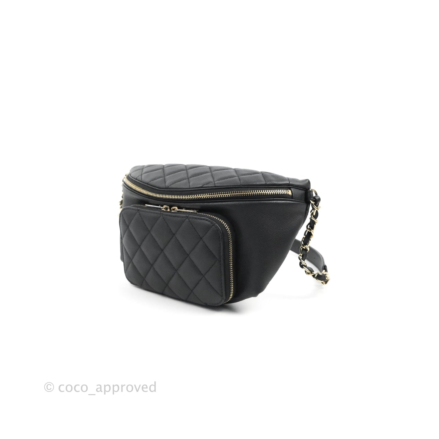 Chanel Quilted Business Affinity Waist Belt Bag Black Caviar Gold Hardware