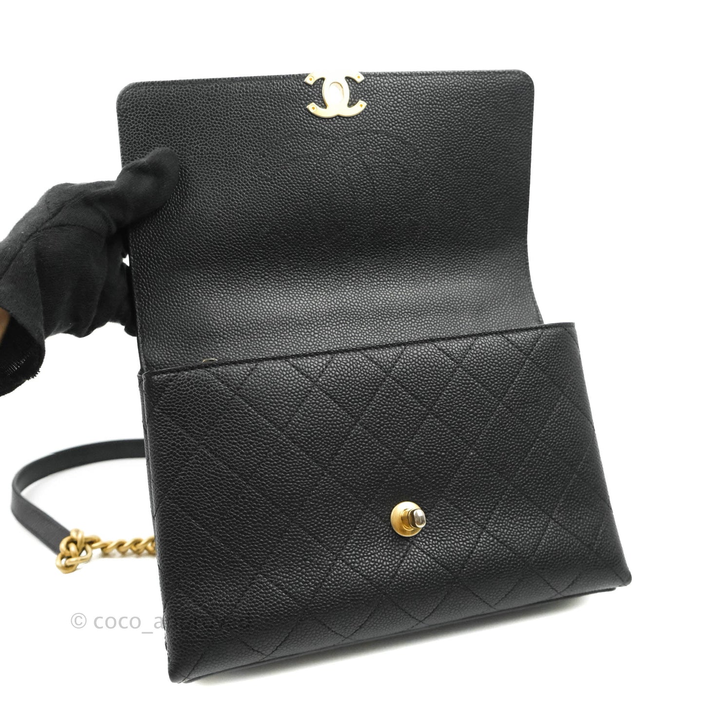 Chanel Chic Affinity Small Grained Calfskin Black Aged Gold Hardware
