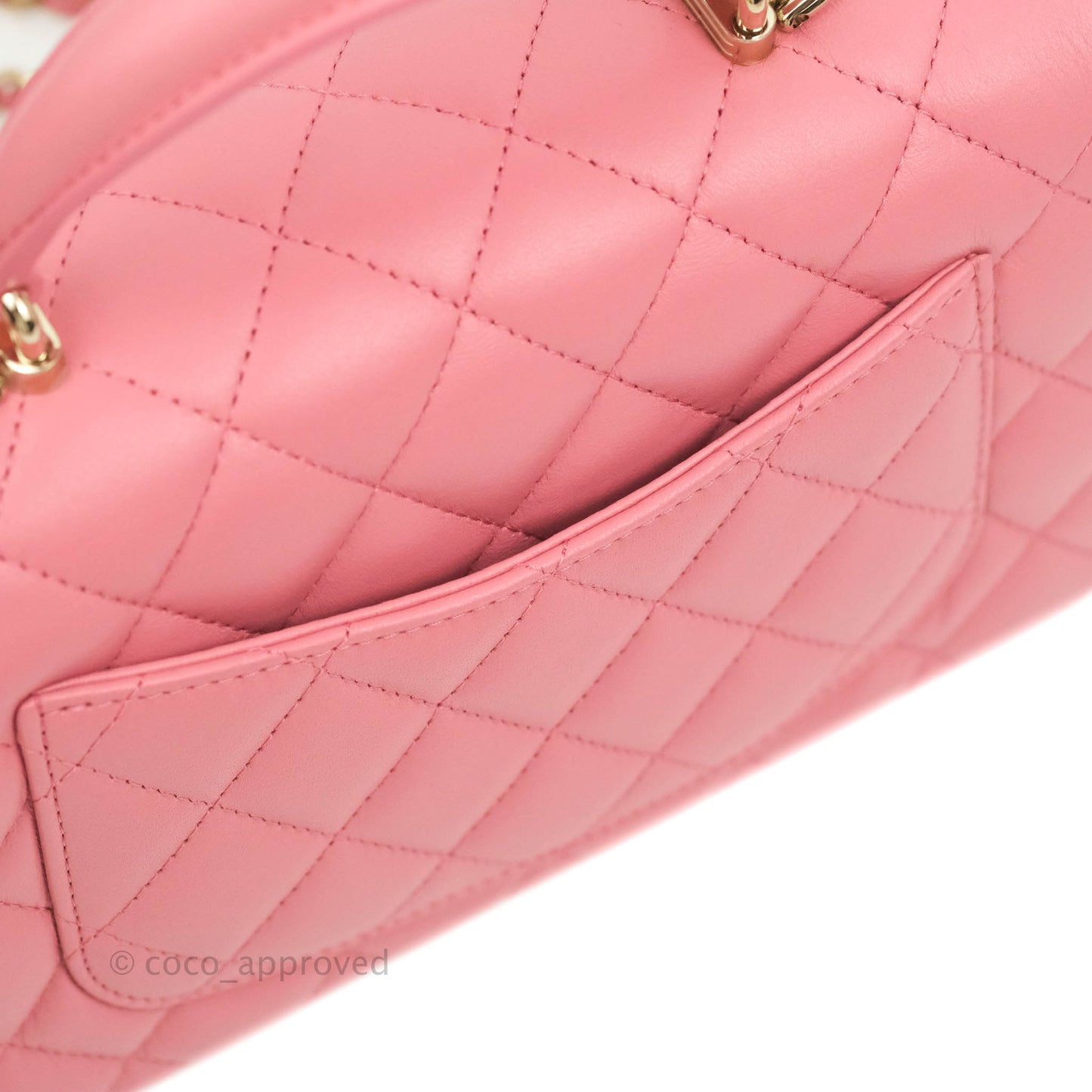 Chanel Top Handle Mini Rectangular Flap Bag Pink Lambskin Gold Hardware