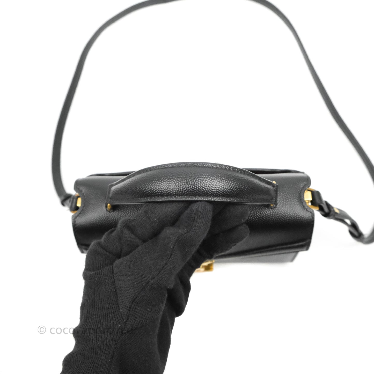 Saint Lauren Cassandra Mini Top Handle Bag Black Grained Calfskin