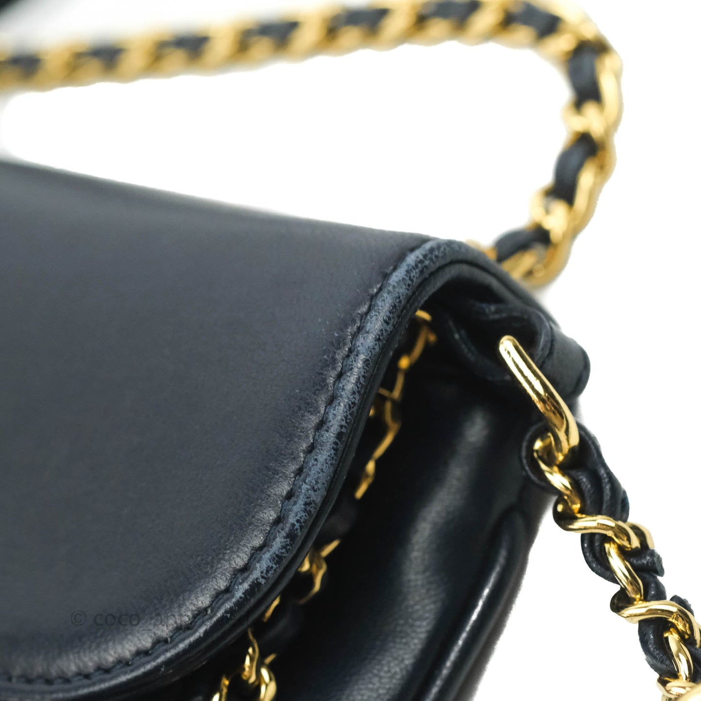 Chanel Flat Flap Bag With Chain Navy Calfskin Gold Hardware