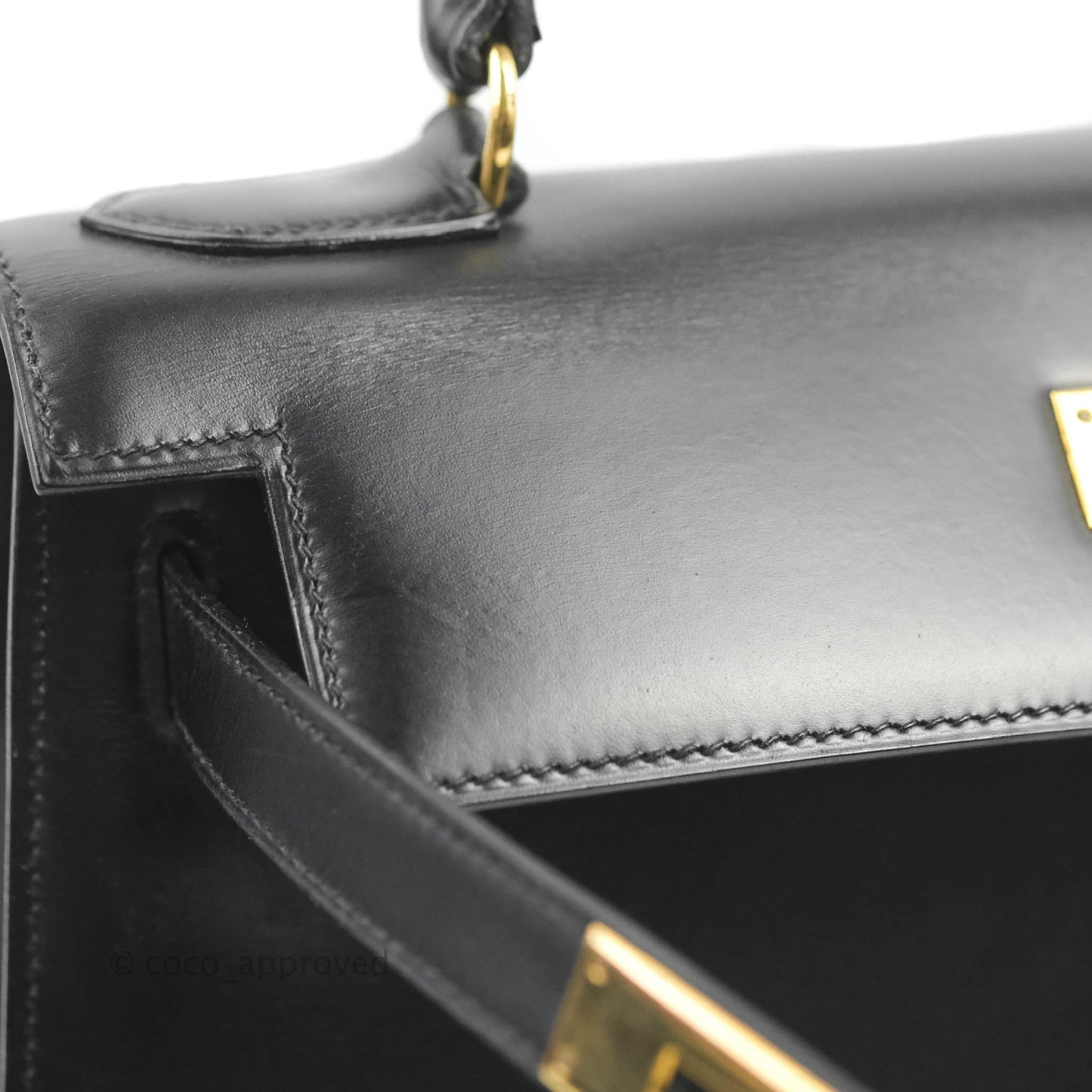 Hermès Kelly 28 Vintage Sellier Black Box Leather Gold Hardware