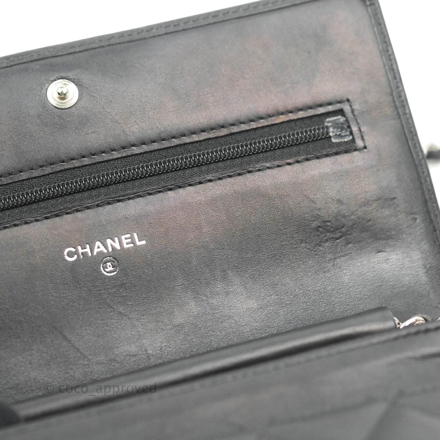 Chanel Calfskin Quilted Cambon Wallet on Chain WOC Black Silver Hardware