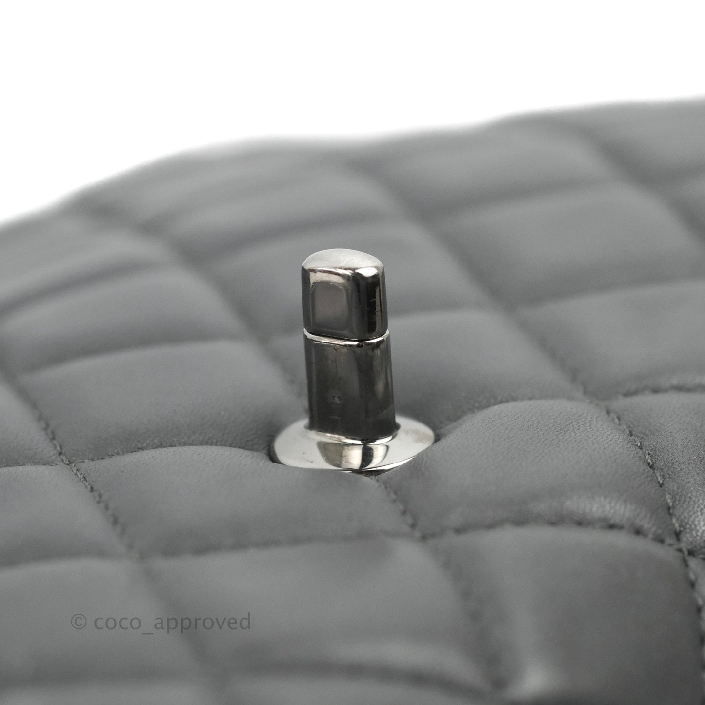 Chanel Quilted Jumbo Coco Loop Flap Dark Grey Lambskin Silver Hardware