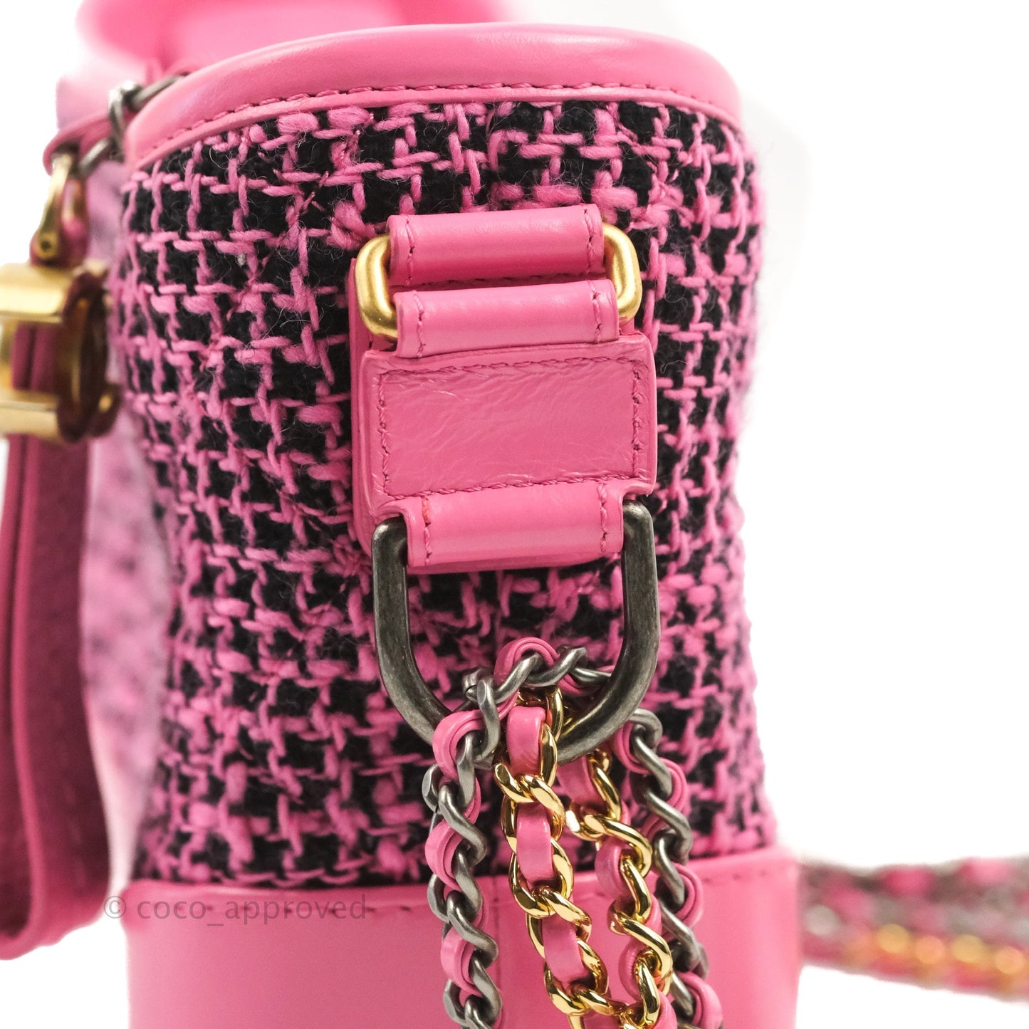 Chanel Small Gabrielle Hobo Pink/Black Tweed Mixed Hardware