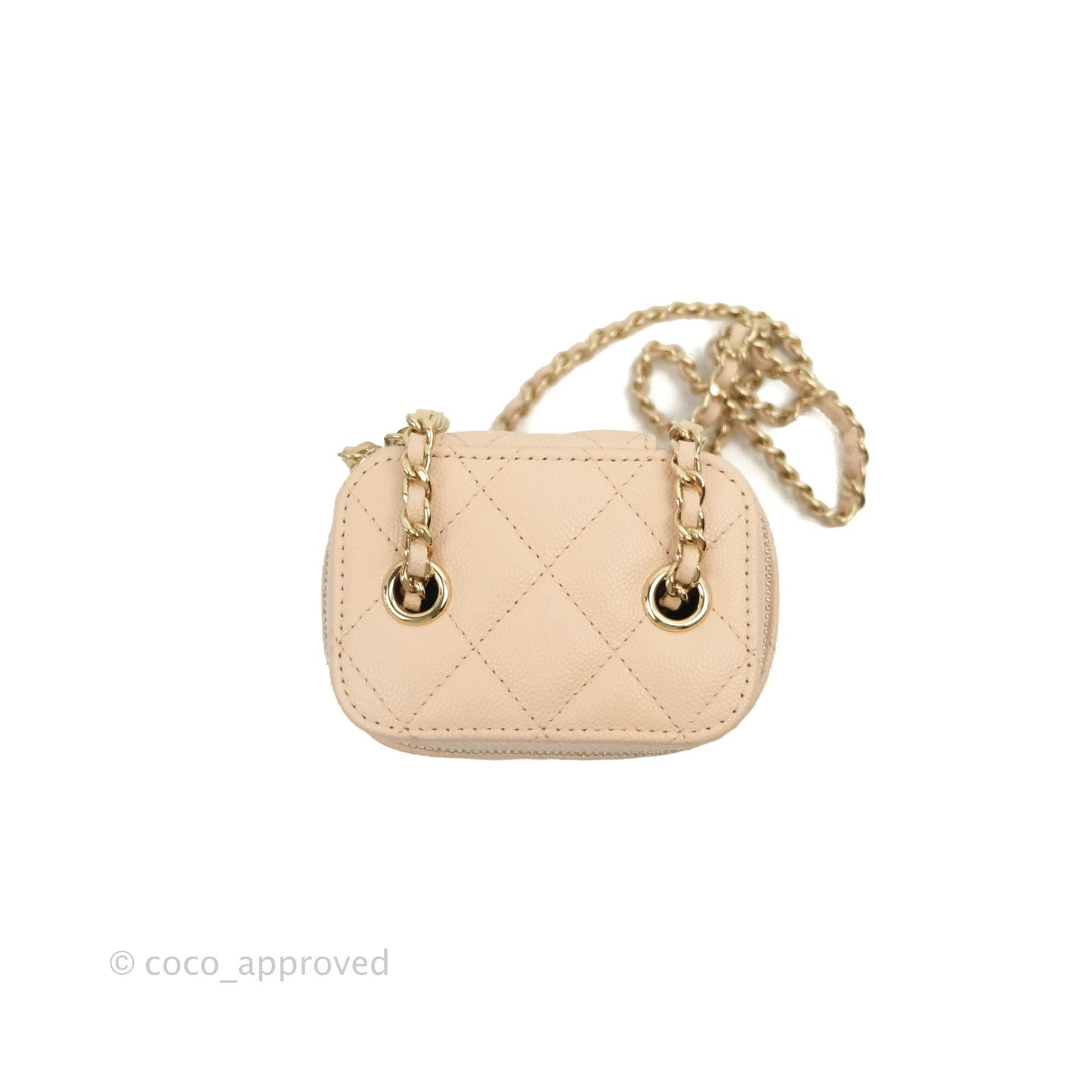 Chanel Classic Mini Vanity With Chain Light Beige Caviar Gold Hardware