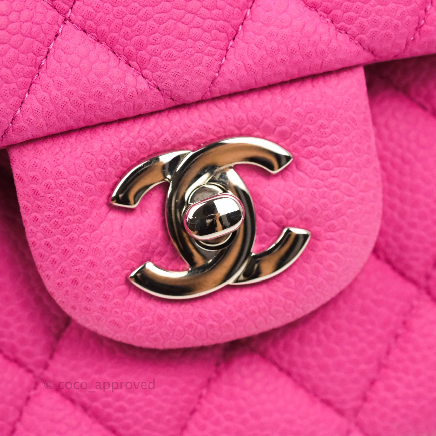 Chanel Classic M/L Medium Flap Quilted Pink Matte Caviar Silver Hardware