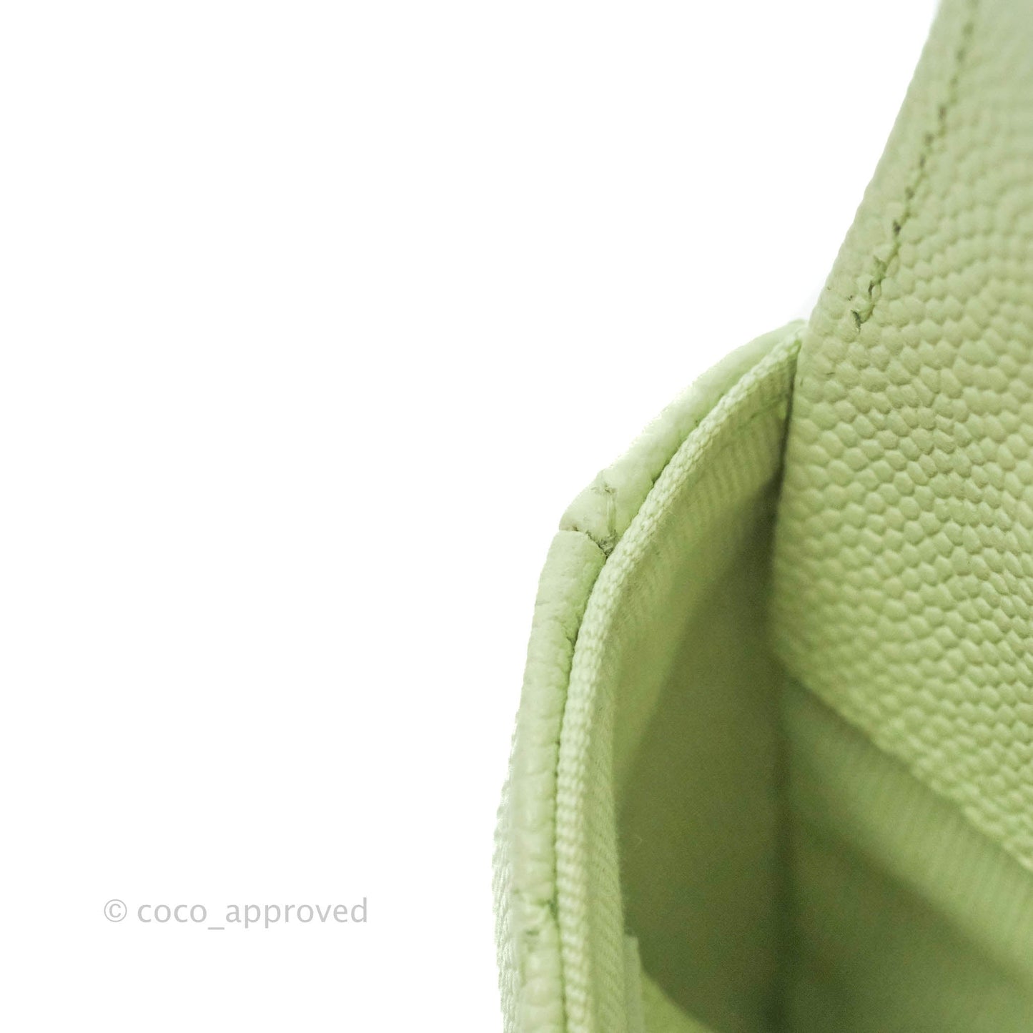 Chanel Mini Card Holder Chain Belt Bag Light Green Caviar Gold Hardware 21B