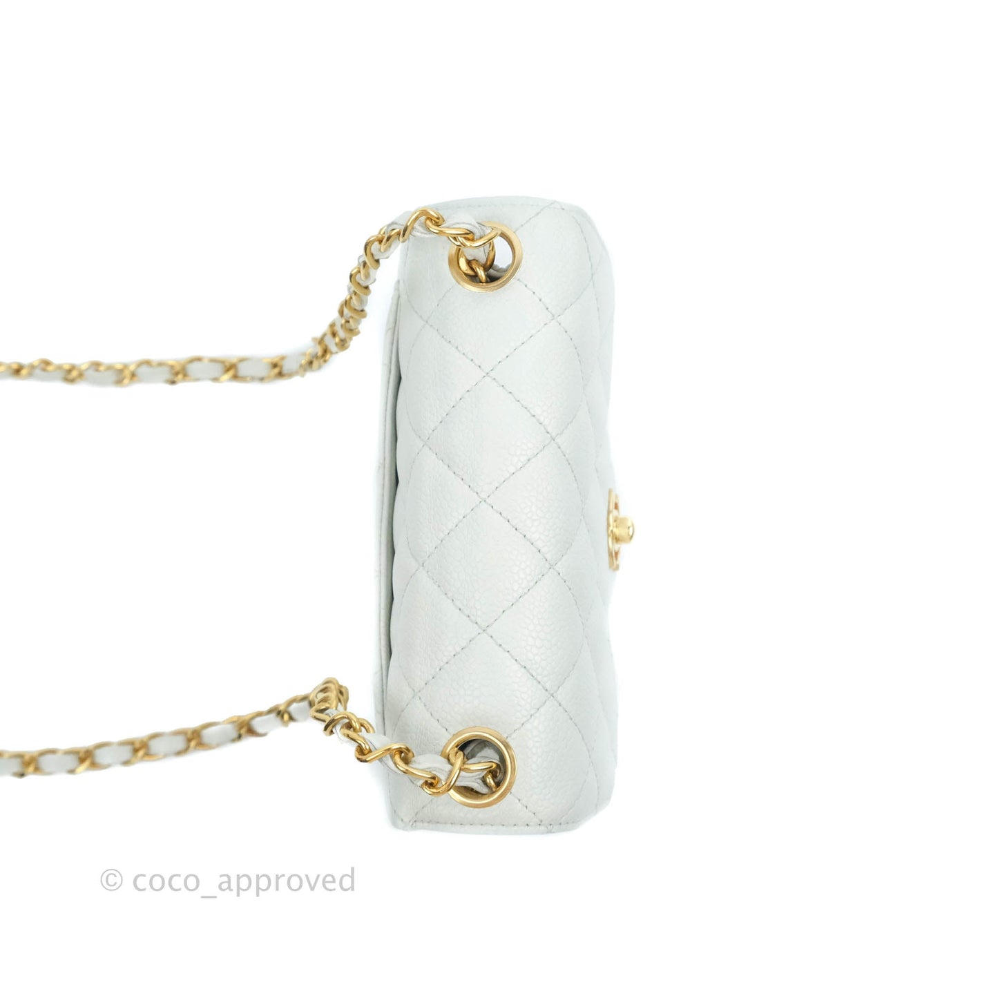 Chanel Quilted Vintage Mini Square Flap Light Blue Caviar 24K Gold Hardware