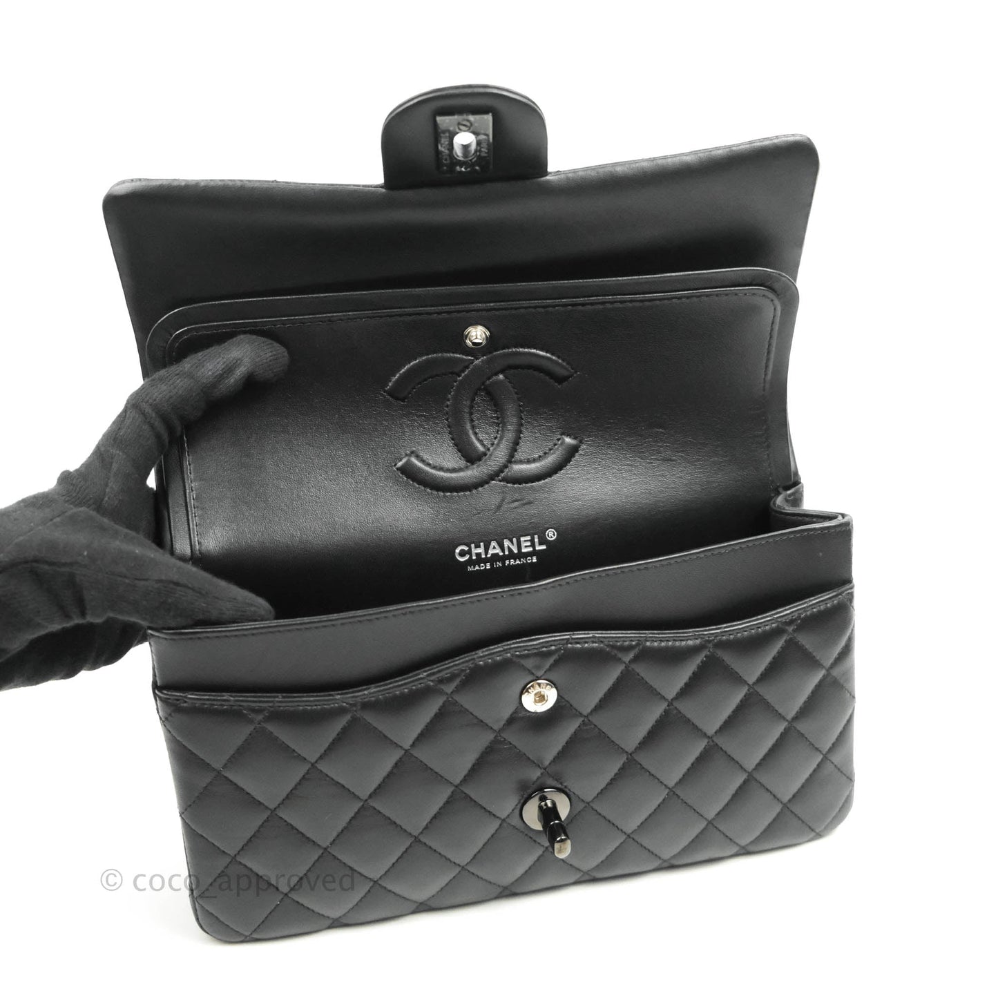 Chanel Classic Quilted M/L Medium Double Flap So Black Lambskin