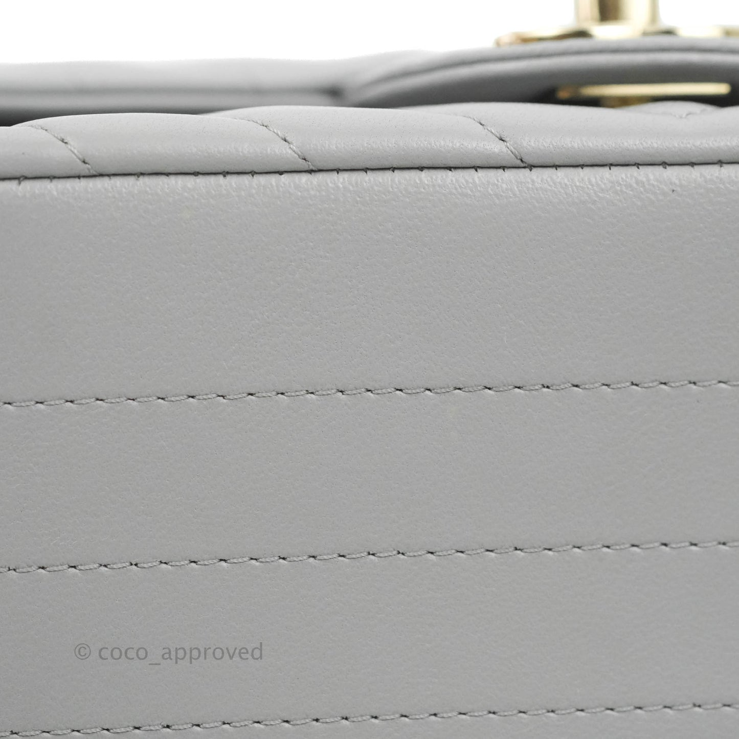 Chanel Mini Square Chevron Grey Lambskin Gold Hardware