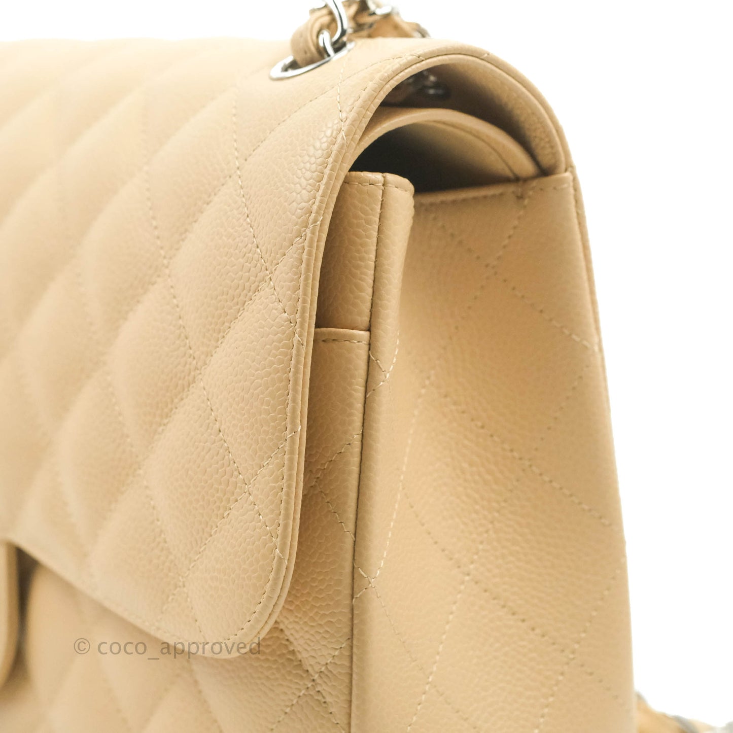 Chanel Jumbo Double Flap Beige Caviar Silver Hardware⁣⁣