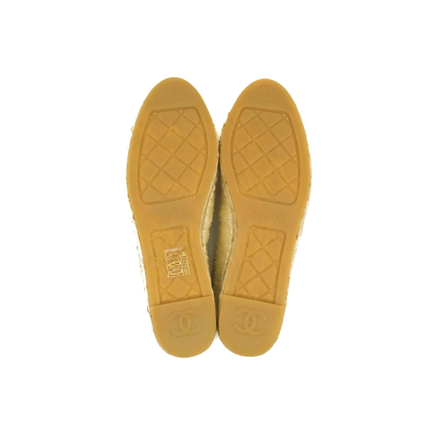 Chanel Espadrille Pink Beige Fabric Size 37C