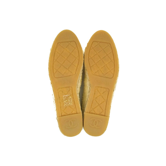 Chanel Espadrille Pink Beige Fabric Size 37C