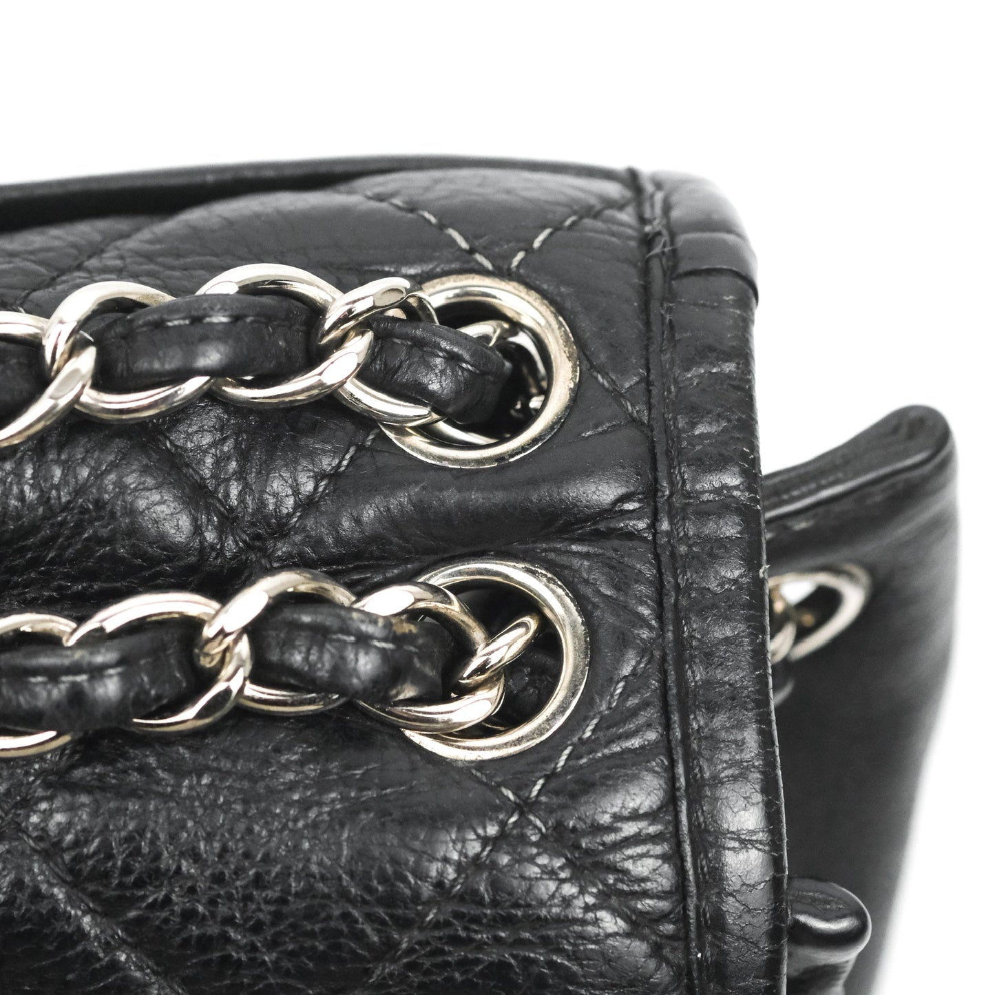 Chanel Flap Bag Black Calfskin Silver Hardware