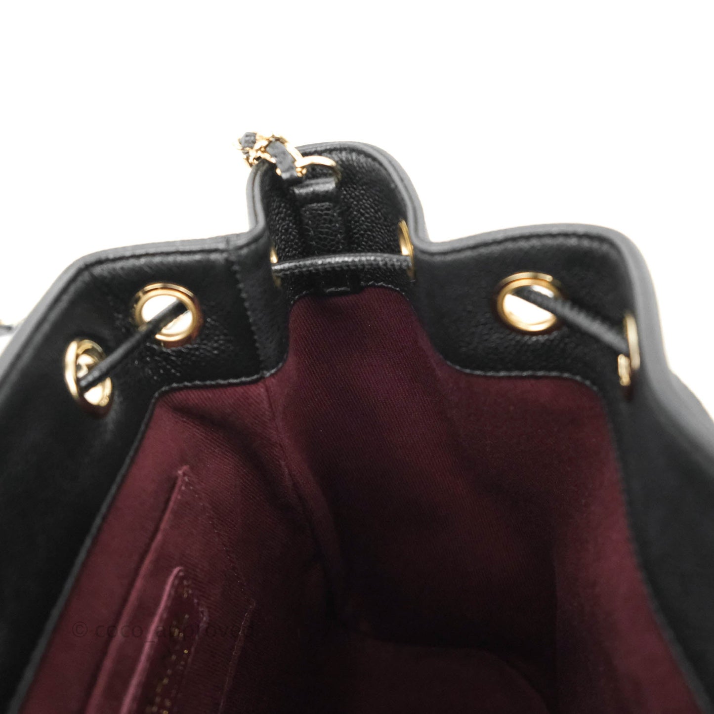 Chanel Business Affinity Drawstring Bucket Bag Black Caviar Gold Hardware