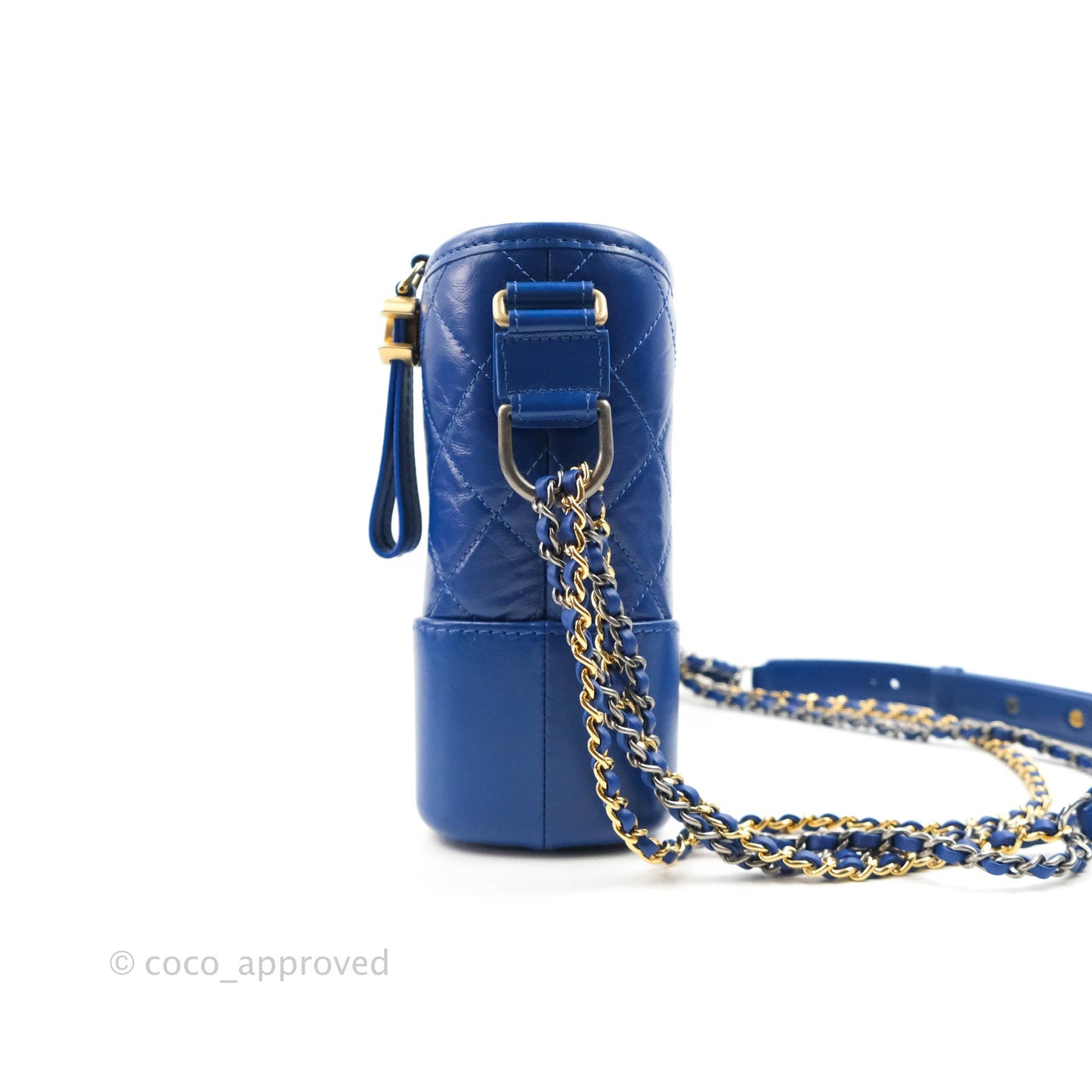 Chanel Quilted Small Gabrielle Logo Hobo Blue Aged Calfskin
