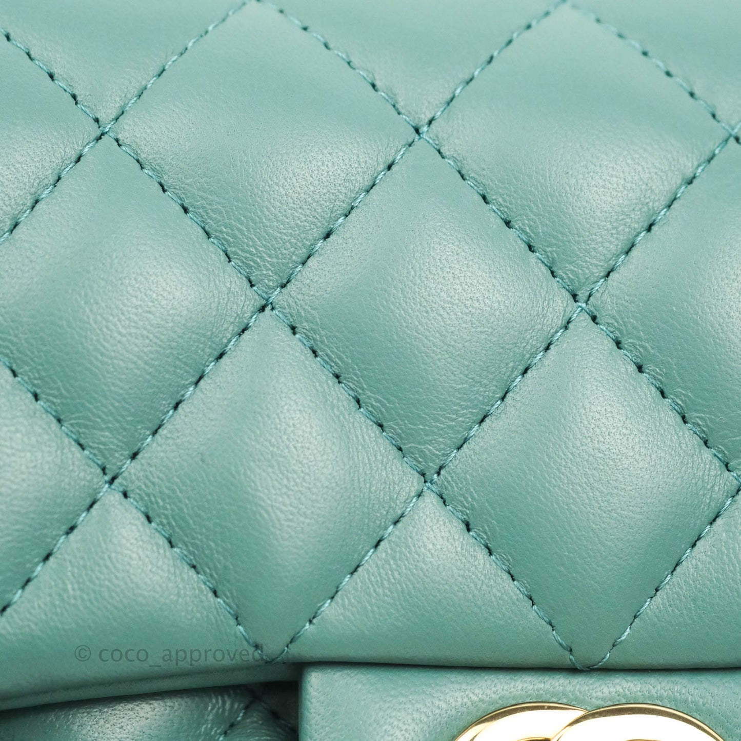Chanel Mini Square Teal Green Lambskin Gold Hardware