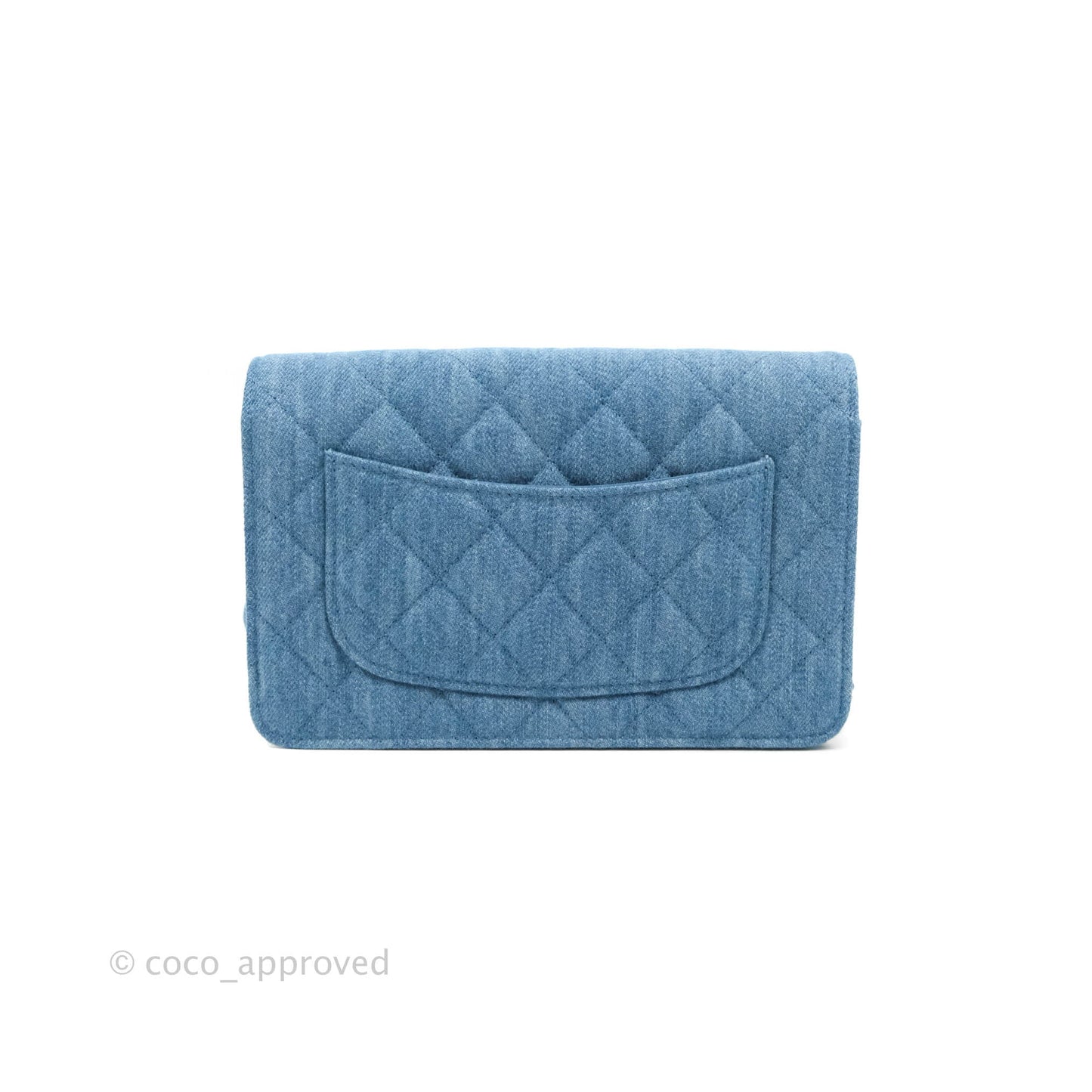 Chanel Quilted Pearl Crush Wallet on Chain WOC Denim Aged Gold Hardware