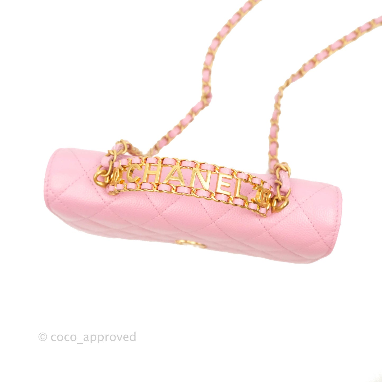 Chanel Top Handle Wallet On Chain WOC Pink Caviar Gold Hardware 22S