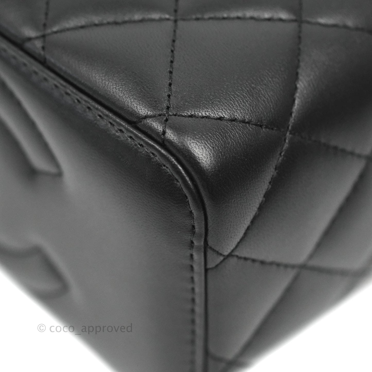 Chanel Vanity Rectangular Top Handle Black Lambskin Gold Hardware