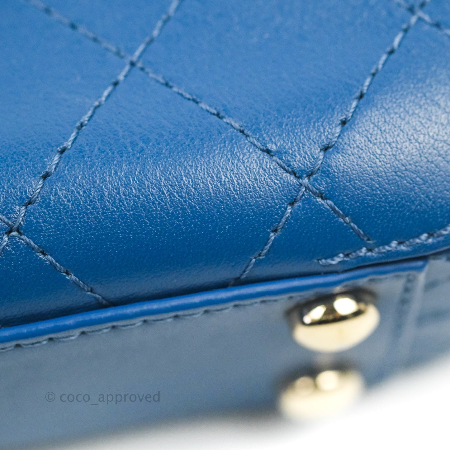 Chanel Blue Quilted Leather Small Frame In Flap Bag